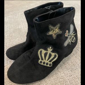 Girls Black Suede Booties